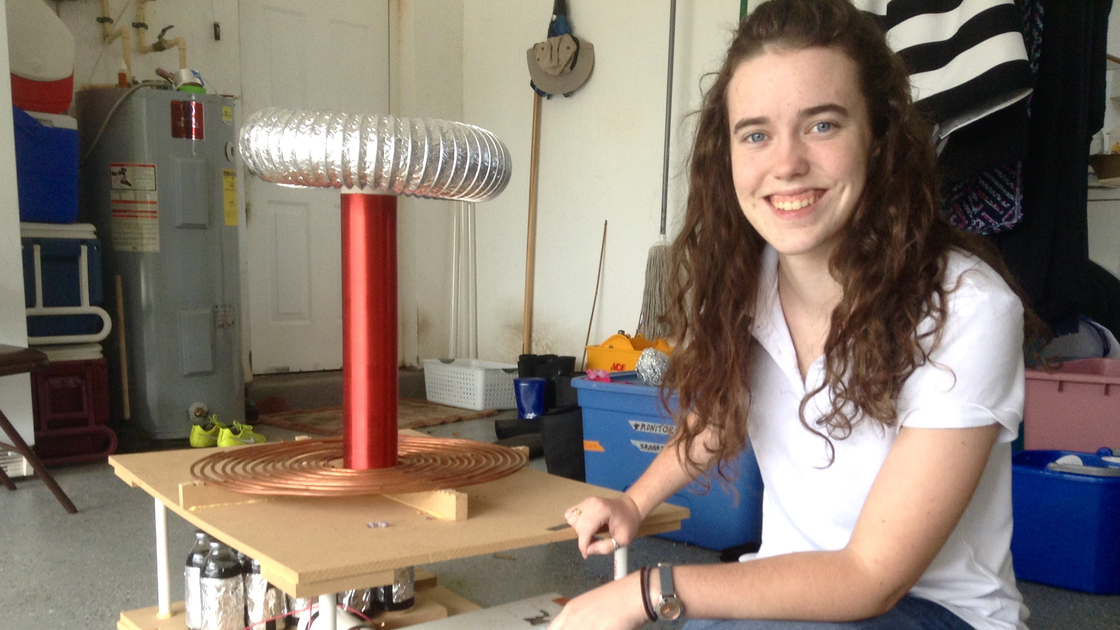 Tesla coil- Imperial Academy Senior, Julia Goddard displays her homemade tesla coil.