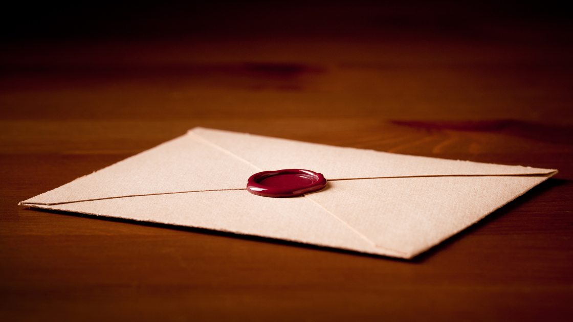 Wax sealed envelope on table. Canon 1ds Mark III